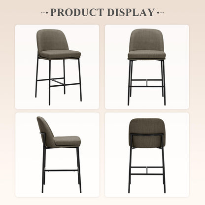 COLAMY Counter Height Bar Stools Set of 4, 25 Inch Modern Fabric Kitchen Island Stools with Back, Upholstered Counter Barstools Armless Bar Chairs with Metal Legs for Island Dining Room Bar,Brown