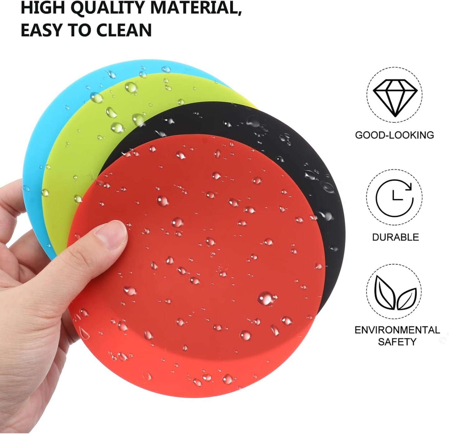 Multicoloured Silicone Bottle Opener Grippers, 4Pcs Rubber Jar Gripper Pads, Round Non-Slip Kitchen Coasters for