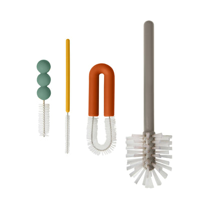 Boon Mod Replacement Baby Bottle Brushes - Includes Bottle Cleaner Brush, Straw Cleaner Brush, Nipple Brush and Detail Brush for Baby Bottles - Newborn Essentials - Deco - 4 Count