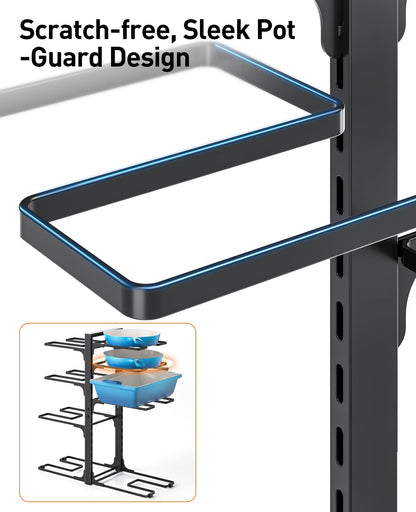 ORDORA Pots and Pans Organizer: under Cabinet, 20.8" Height Heavy Duty 120LBS Pots Pans Organizer Rack for under Cabinet 8-Tier Adjustable for Big Stockpots, Dutch Oven, Cast-iron Pans, Heavy Cookware