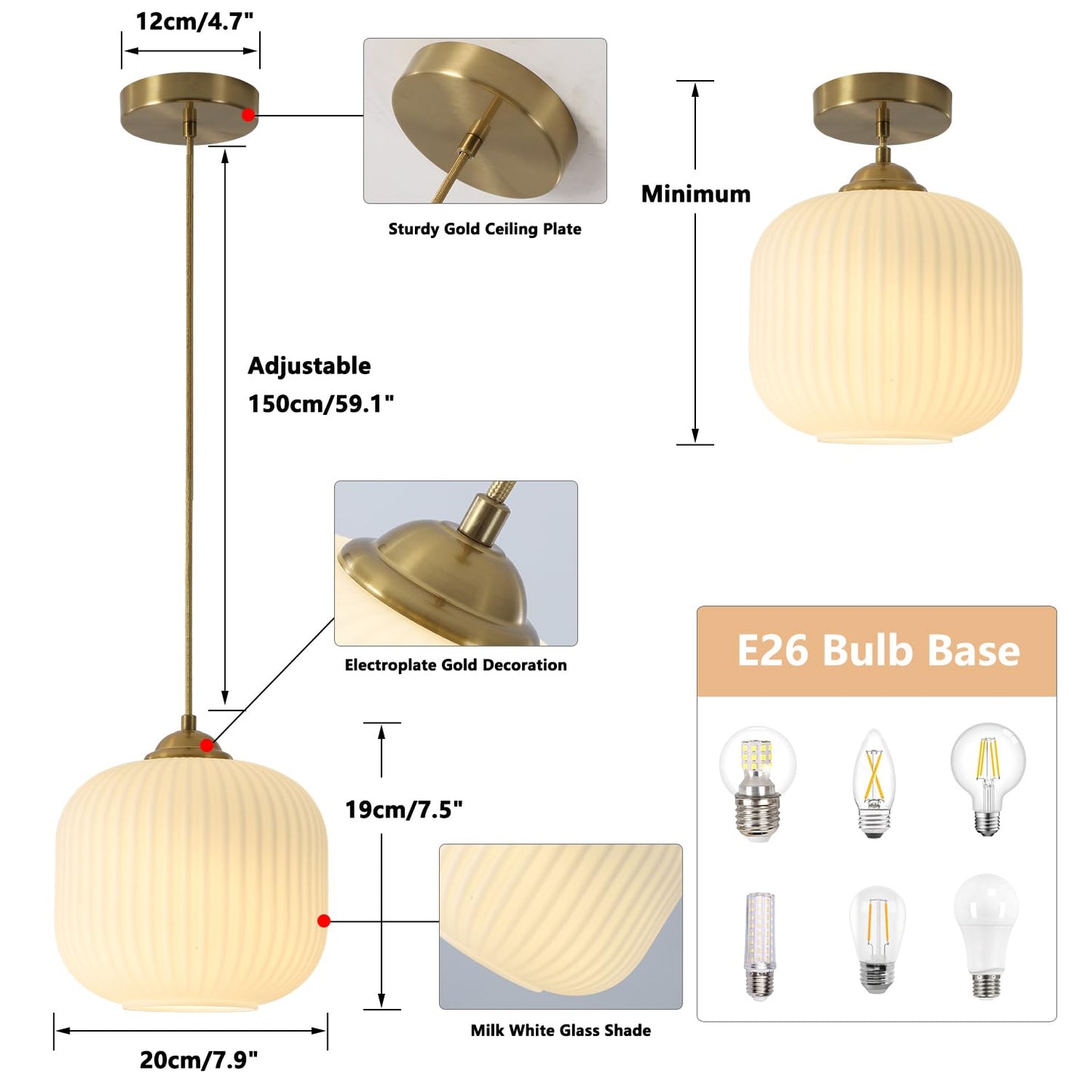 KCO Lighting Modern Gold White Glass Pendant Light Contemporary Brass Kitchen Island Pendant Light Fixture 3 Light Linear Pendant Lighti Modern Globe Linear Chandelierng