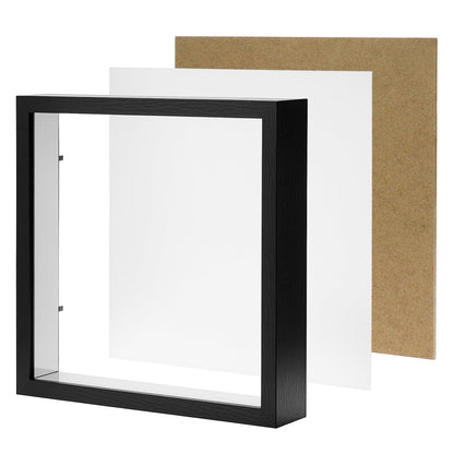QWORK 8" x 8" Shadow Box Picture Frames, MDF Wood with Acrylic Front, 2 Pack Square Shadow Boxes Display Cases for Photos, Crafts, and Keepsakes