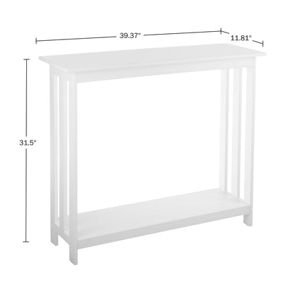 Slim Console Table - 39in x 11.8in Narrow Entryway Table - 2-Tier Sofa Table with Open Storage Shelf - Console Tables for Entryway, Hallway, and Foyer - Living Room Furniture by Lavish Home (White)