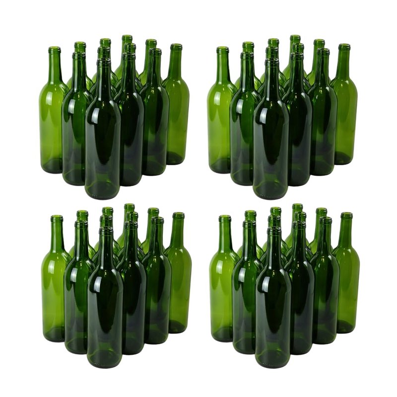 FastRack - 750ml Champagne Green Wine Bottles (Pack of 48) | W5 Bordeaux Empty Liquor Bottles for Drinks, 4 Cases of 12 - NO CORKS INCLUDED