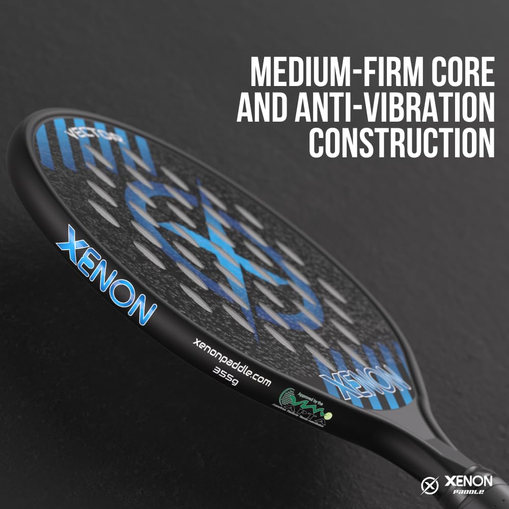 Vector Spin Max Version 2 Platform Tennis Paddle by Xenon Paddle, Oversize Head, Even Balance Point, Medium Firmness Foam Core, Power and Control, 4.25” Grip