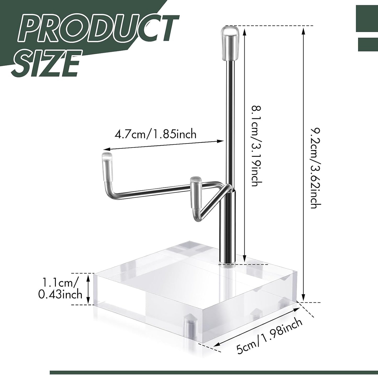 Sibba Adjustable Plate Stands for Display, Metal Arms, Clear Acrylic Base, Small Holder for Photos, Books, Home Décor