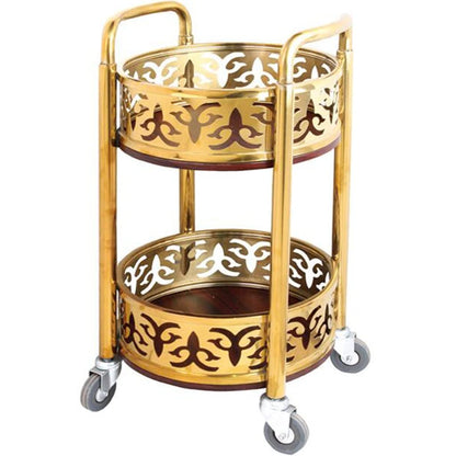 Portable Mobile Double Armrest Drink Cart, Bar Cart with Wheels High-end Restaurant Luxury Style Serving Cart, Housewarming Gift(Gold)