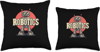 Robot Robotics Engineer Retro Throw Pillow for Teachers and Students