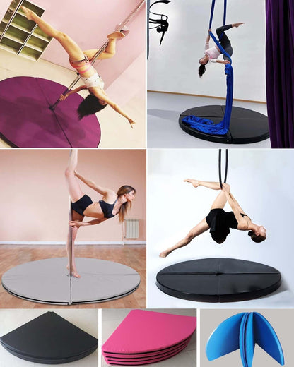 Portable Crash Mat for Pole Dance & Aerial Arts, 1"/2" Thick Yoga Safety Pad, 55"x2" Red Collapsible Tumbling Mat, Ideal for Lyra Hoop, Gymnastics & Dance.
