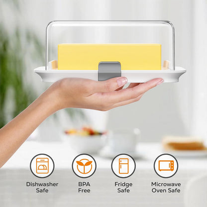 1 lb Countertop, Pisol Large Butter Dish for Canadian Butter, Airtight Butter Keeper with Lid Fit a Full Pound Block