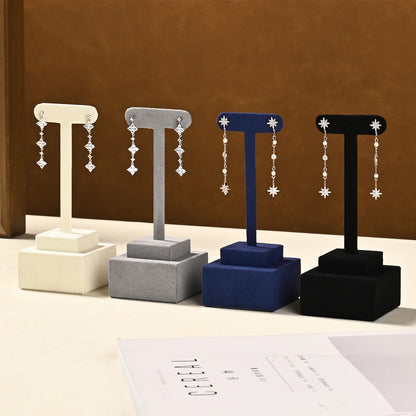 Woodten Microfiber T-Bar Earring Display Stand Compact Jewelry Earrings Holder for Jewelry Stores, Exhibits(Blue)