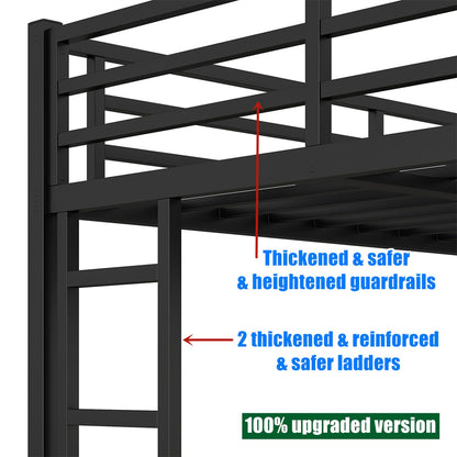 LEEKAF Stronger & Higher Quality Heavy Duty Metal Bunk Bed Twin XL Over Queen Size Bunkbed, Thickened Safer More Stable Steel Queen Bunk Bed (Faster Assembly) (Twin XL Over Queen)