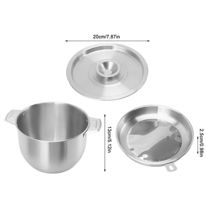 Sunicon Stainless Steel Oil Filter Pot, 2.8 L Bacon Grease Saver Container with Fine Mesh Strainer Cooking Oil Keeper Grease Fat Storage Filter Container for Kitchen and Camping