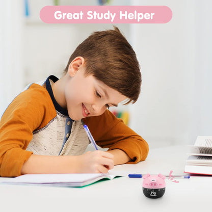 Cute Cartoon Pig Kitchen Timer, 0-55 Minute Wind Up Dial, Loud Alarm Timer, Mechanical Cooking Timing Tool (Pink)