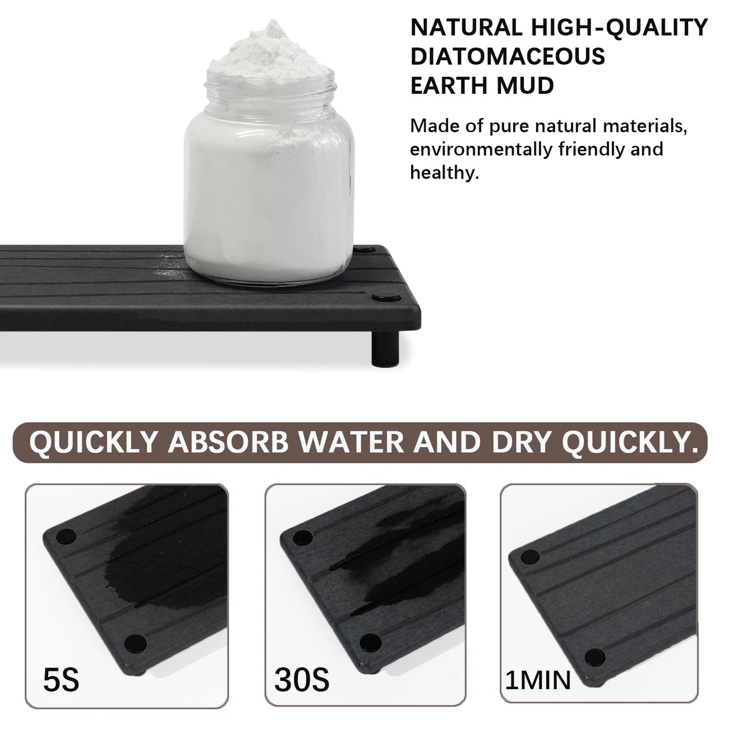 Quick Dry Sink Caddy Kitchen Sink Organizer, Water Absorbing Stone Tray for Sink, Stone Drying Tray, Diatomite Faucet Mat & Protector, Dispenser Sponge Holder, Stone Soap Tray for Bathroom Counter