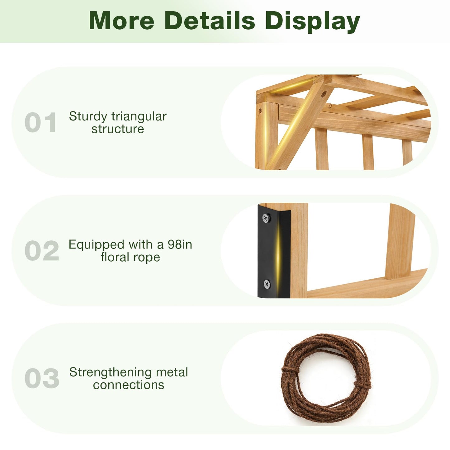 Aoxun 108" Wooden Raised Garden Bed with Trellis & Hanging Roof, 3-Piece Plant Planter Boxes for Climbing Vines, Flowers & Plants