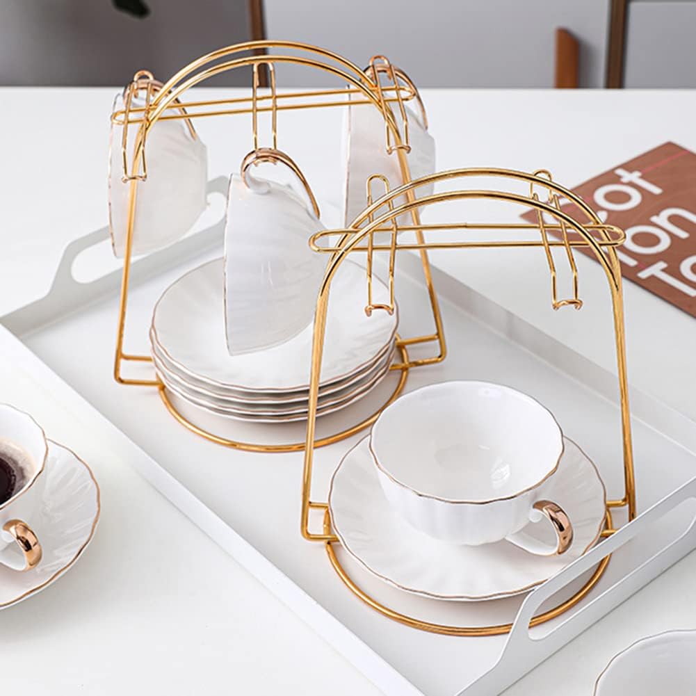 Coffee Mug Holder, 4 Hooks Metal Iron Gold Countertop Coffee Cup Tree Holder Stand for Kitchen Decor