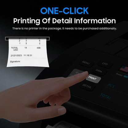 Money Counter Machine Mixed Denomination KzT0060 with Thermal Printer， Printer Integrates External Display and Bill Printing Through RJ-11 Plug Connection, Suitable for 58 mm Thermal Paper