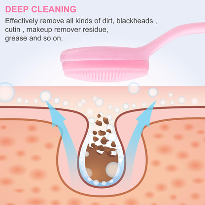2 Pack Silicone Manual Facial Cleansing Brush, Skin Friendly Waterproof Face Cleaning Scrubber Exfoliator Cleanser for Blackheads Whiteheads Makeup Residues Removal- Blue & Pink