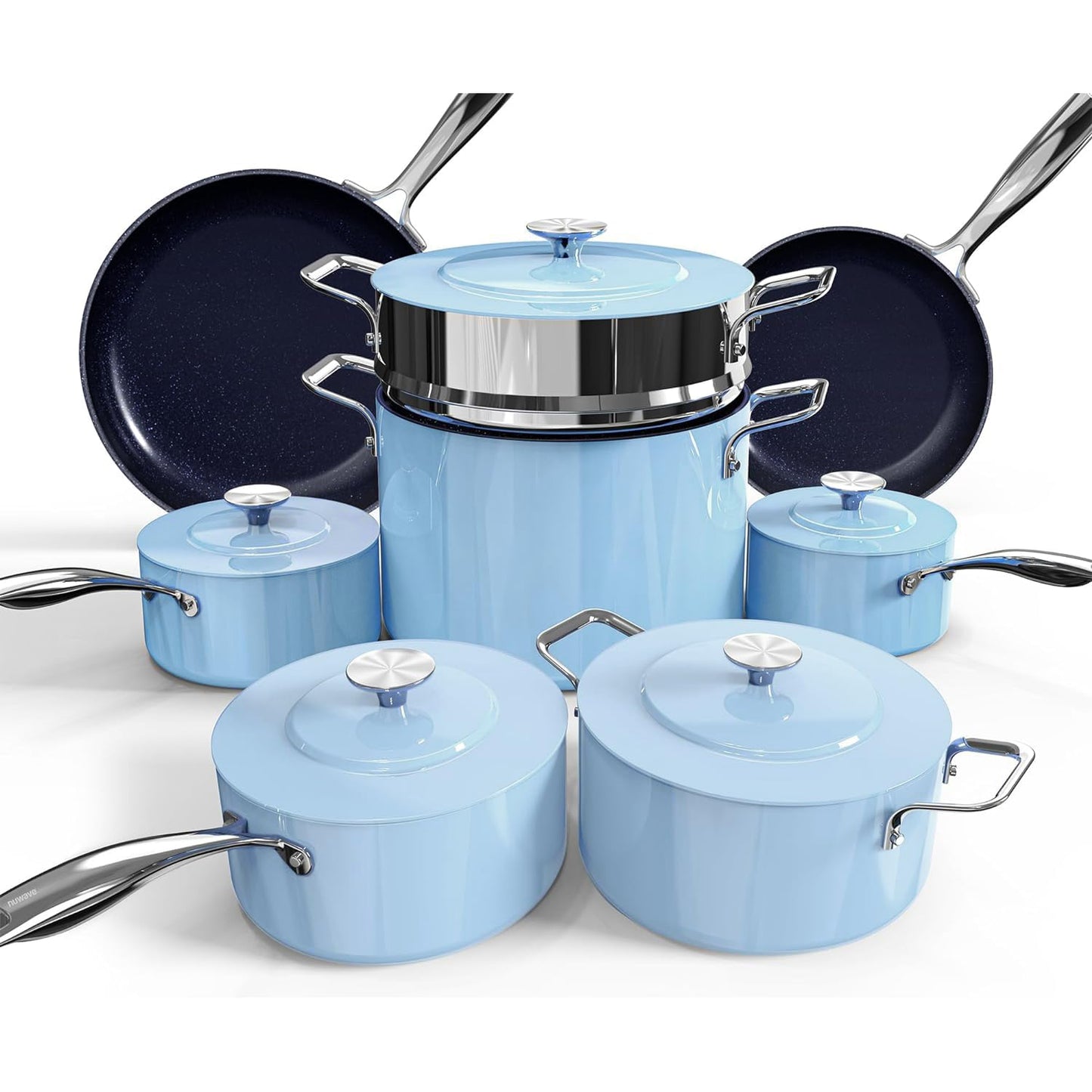 Nuwave Lux 13pc Forged Lightweight Cookware Set PFAS Free, Healthy G10 Duralon Ceramic Coating, Ultra Non-Stick, Stay-Cool Handles, Works on All Cooktops & Induction Ready