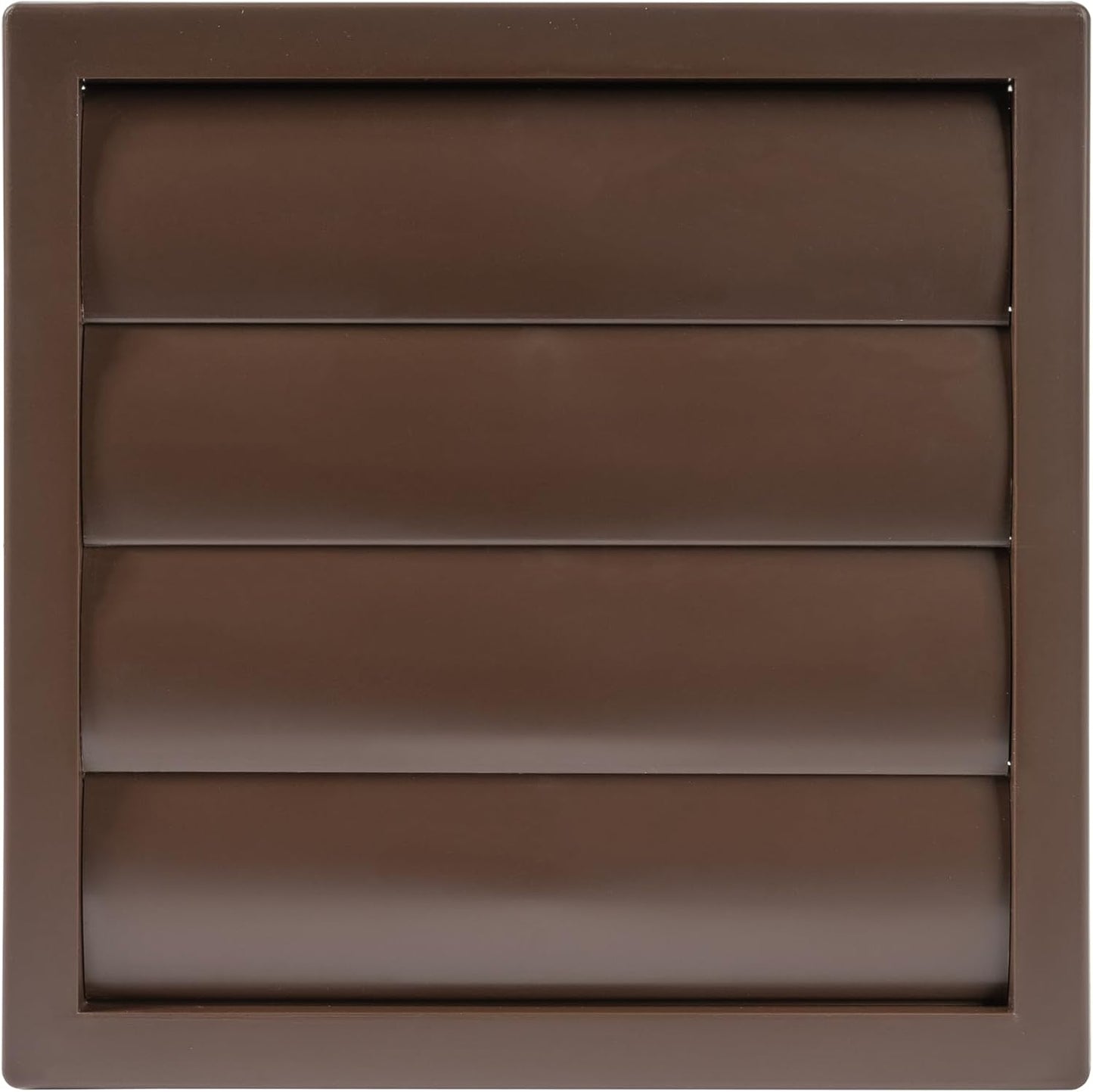 Plastic 6" Brown Dryer Vent Cover with Flange, Exhaust Ventilation Grille with Shutters, Louvered Air Vent for Various