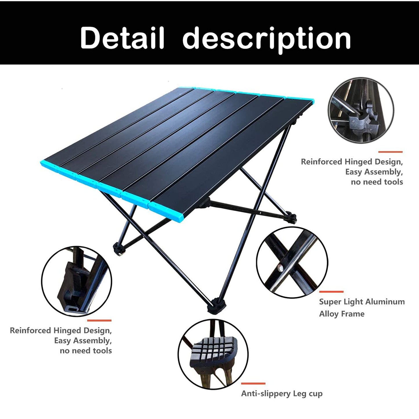 U5GAAALPPQ9 Portable Lightweight Camping Table Folding Aluminum Picnic Table Lightweight Compact Roll Up Tables Perfect for Outdoor Hiking BBQ Backpacking (69 * 47cm)