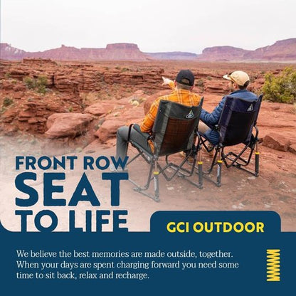 GCI Outdoor Stowaway Rocker - Comfortable Folding Chair in Varsity Red/Gray for Easy Transport