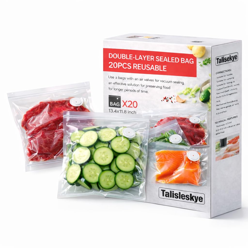 Vacuum Seal Bags,Bags for Compact Vacuum Sealer,Reusable Vacuum Sealer Bags,Small Vacuum Seal Bags (13.4 * 11.8inch) 20pcs.