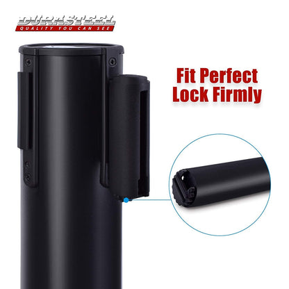 DuraSteel Retractable Belt Stanchion Posts 6-Pack - 6.5ft Crowd Control Barriers - Metal Line Dividers for Restaurants, Banks, Airports, Events - Indoor/Outdoor Queue Rope Barriers