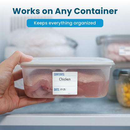MESS Dissolvable Freezer Labels – 500/Roll Blank Removable Labels for Containers, Food Storage, Bottles, Jars, and Freezer Use (500, 1x2)