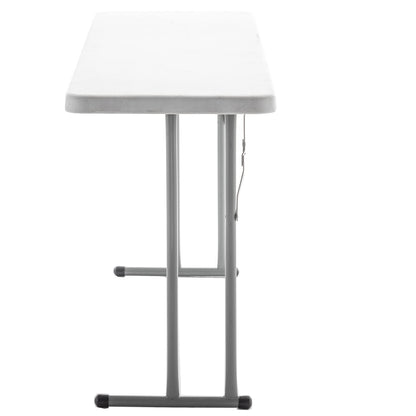 BTEXPERT 6-Foot - 72" Long White Plastic Folding Seminar Training Table Portable 18" Wide Narrow, 29" High, Events Indoor Outdoor Lightweight Set of 10