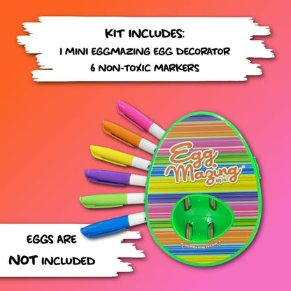 EggMazing Easter Egg Mini Decorator Kit Arts and Crafts Set - Includes Egg Decorating Spinner and 6 Markers - Ages 3 and Up [Packaging May Vary]