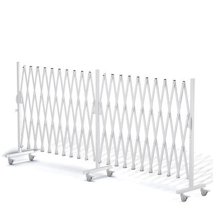WEWORTH Expandable Barricade Gate,Accordion Garden Yard Outdoor Indoor Portable Folding Security Dog Fence Gates Wall Mount,200" Adjustable Metal Safety Barrier Gate with Casters,White
