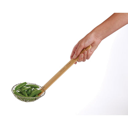 Helen's Asian Kitchen Spider Strainer, 5-Inch Stainless Steel Mesh Basket With Bamboo Handle, For Noodles, Dumplings, Wontons, Deep Frying, And Draining Tasks