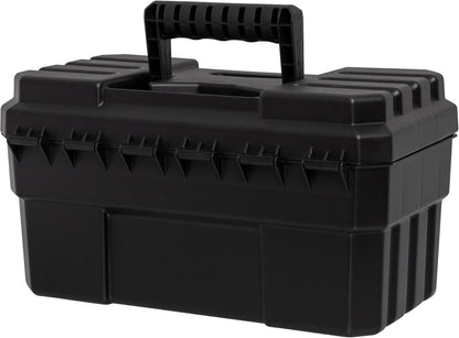Akro-Mils 14-Inch Plastic Toolbox with Removable Tray, Steel Latch & Padlock Eye, Industrial-Grade Tool Box for Tools, Crafts, First Aid & Hobby Supplies, 14" x 8" x 8", Made in USA, Black (09514)