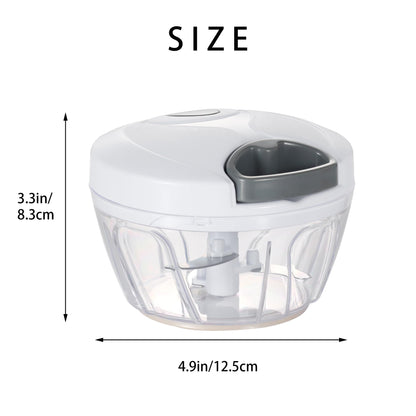 Ourokhome Manual Food Processor Vegetable Chopper, Portable Hand Pull String Garlic Mincer Onion Cutter for Veggies, Ginger, Fruits, Nuts, Herbs, etc., 500ml, White