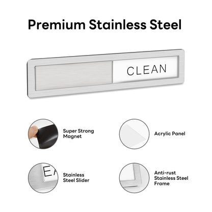 KitchenTour Dishwasher Magnet Clean Dirty Sign, Premium Stainless Steel Clean Dirty Magnet for Dishwasher Funny, Strong Magnet Non-Scratch Dishwasher Sign Kitchen Decor and Accessories