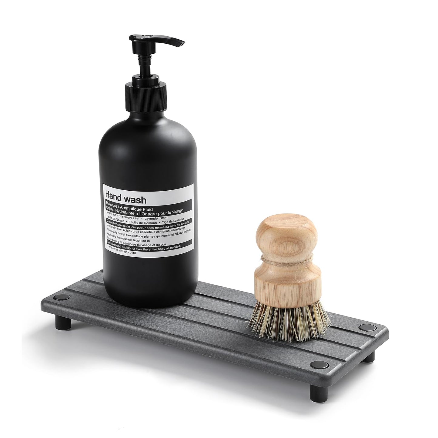 Sink Caddy Kitchen Sink Organizer, Water Absorbing Stone Tray for Sink,Diatomite Bathroom Counter Tray,Faucet Drying Mat Protector Coaster Soap Dish Rack Riser Vanity Dispenser Sponge Holder,10" x 4"