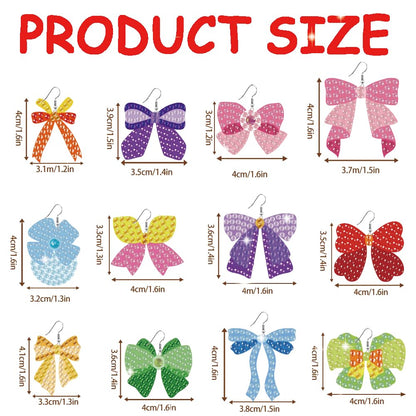 BEUNITONE Bow Diamond Art Earring Kit for Making Earrings - 12Pcs DIY Crystal Bow Shape Sequin Art Craft, Wearable Jewelry Making for Adults Women, Drop Dangle Earring Handmade Gifts for Birthdays