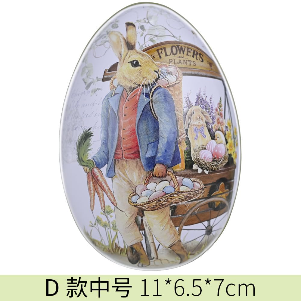 LASIYUAN 4pcs Pieces Painted Eggshell Style tin Box for Easter，Reusable Metal Egg Tins by ，for Easter Parties Decorations Storage Style (4 big)