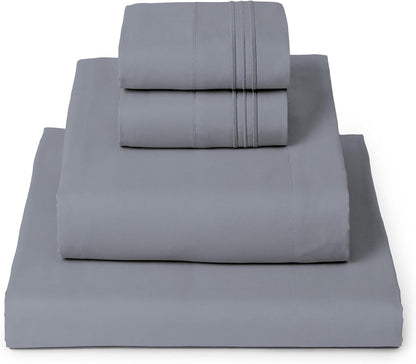 Mellanni King Sheets Set - 4 PC Hotel Luxury Bedding | Extra Soft, Cooling, Wrinkle-Resistant (King, Mineral Gray)