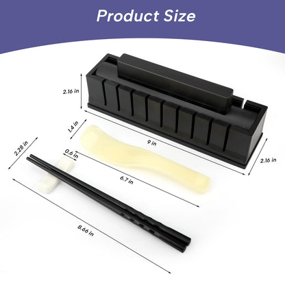 Sushi Making Kit, Sushi Maker 4-in-1 Rice Ball Mold Shapes with Press Mold, Chopsticks, Ceramic Dishes, Spoon