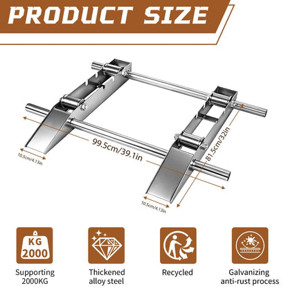 Hot-dip Galvanized Cable Drum Roller, Heavy Duty Reel Dispenser, Industrial Grade Cable Roller Stand Holder, Double Rail Drum Unwinder for Reels up to 39" Width, 2-Ton Capacity Steel Wire Dispenser