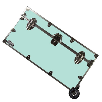 C&N Footlockers - Large Undergrad Storage Trunk w/Wheels - Made in the USA - Only STEEL Footlocker on Amazon - Durable Chest with Lid Stay - 32 x 18 x 16.5 Inches (Mint)