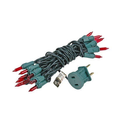 Novelty Lights Red Mini Light String, 8.5ft, 20 Bulbs, Incandescent, Green Wire, 4in Bulb Spacing, Model CG20/NS-G-RE