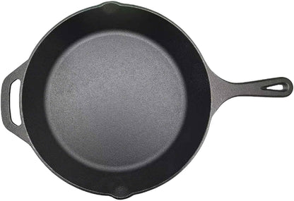 Skiennix Pre-Seasoned Cast Iron Skillet - 12.5 Inch Heavy Duty Non-Stick Cooking Pan with Dual Handles