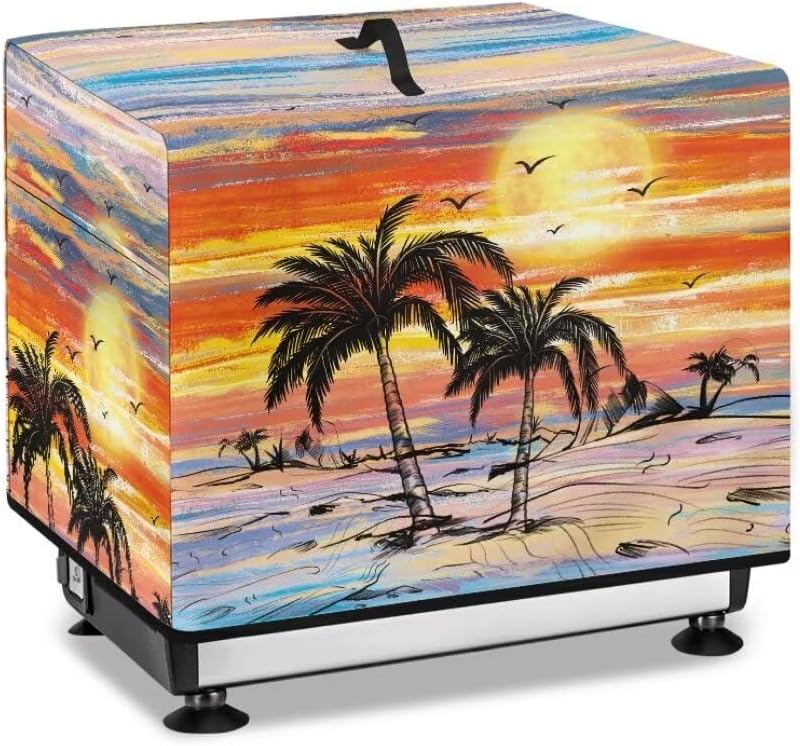 Palm Tree Sunset Dust Cover for Meat Slicer - Waterproof Foldable Cover for Kitchen Small Appliances