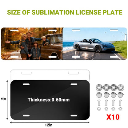 20 Pack Sublimation License Plate Blanks, 10 Black & 10 White, Metal Aluminum DIY Custom License Plates with Screw Sets 0.6mm Sublimation Blank License Plate for Automotive and Home Decoration