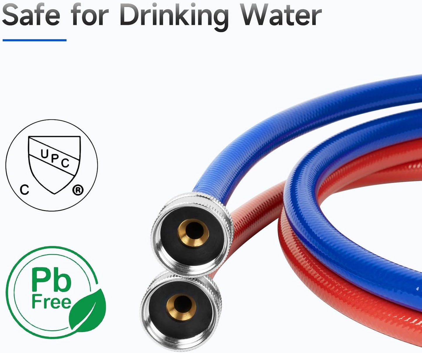 JUWO 5 FT Rubber Washing Machine Hoses, 3/4" FHT Washer Hoses for Short to Moderate-Distance Water Supply