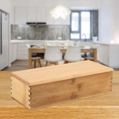 Cutlery Box with Lid, Japanese Chopsticks Box Tableware Spoon Cage, Bamboo Chopstick Spoon Storage Box for Kitchen